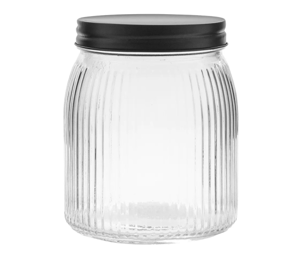 Altom Pojemnik szklany relief z pokrywą 950 ml czarny - 1580558 - zdjęcie